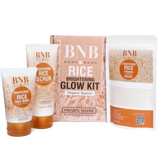 BNB 3 in 1 Brightening Glow Kit Rice Scrub Face Wash + Mask